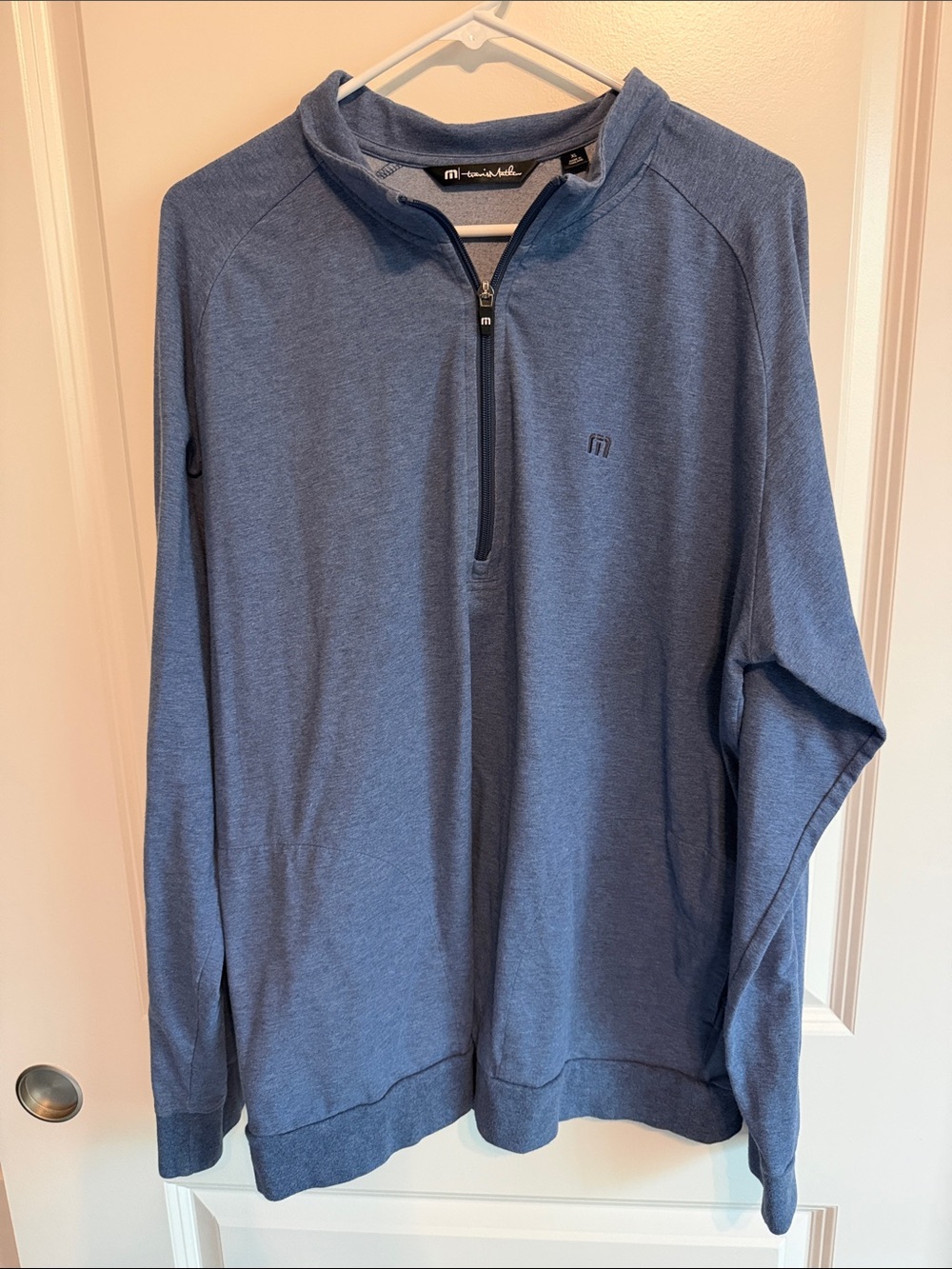Travis Mathew Men's Heather Blue Half-Zip Sweater